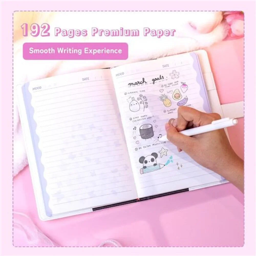 Diary with Lock for Girls Age 8 9 10 11 12, Light Rainbow Journal with